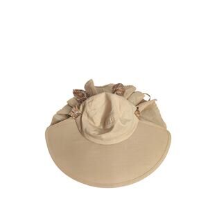 NWT Fancet Wide Brim Sun Hat front brim ribbon detail Women's 57cm